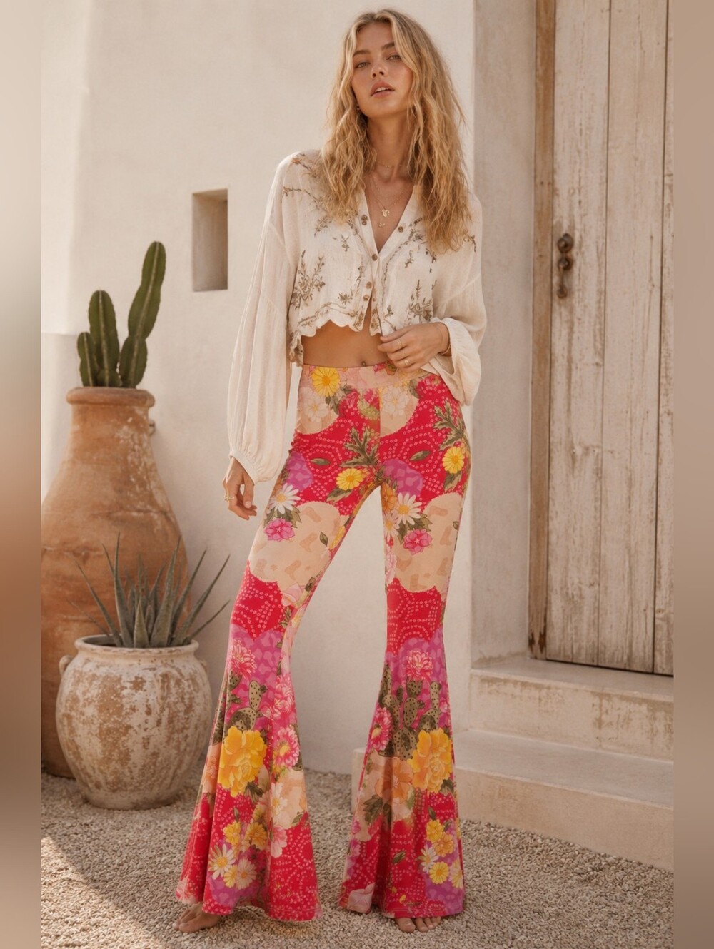✨ NWT Spell Joshua Tree Bells “Candy” Flare Pants 🌵🌸 Retro Boho Festival Dream